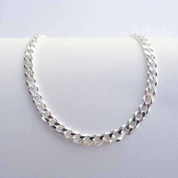 Man's Real Silver 925 Italy SOLID Sterling Silver Cuban Link Wrist Bracelet - Picture 5 of 7